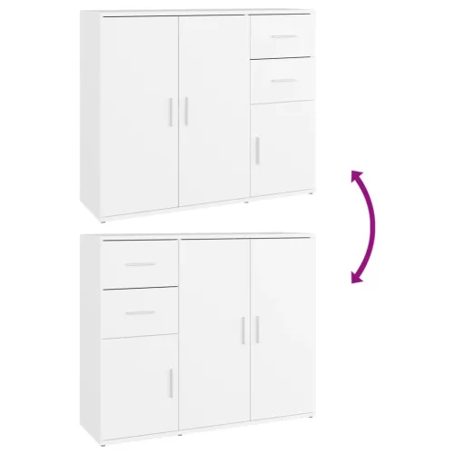  fehér szerelt fa tálalószekrény 91x29,5x75 cm