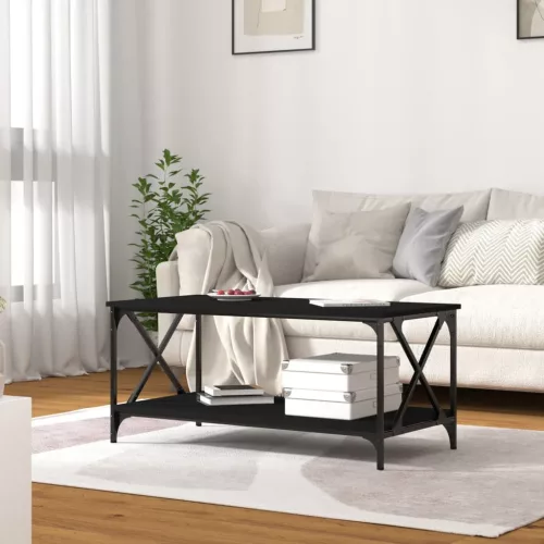  fekete szerelt fa dohányzóasztal 100 x 50 x 45 cm