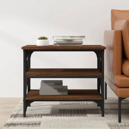  barna tölgy színű szerelt fa kisasztal 55 x 38 x 45 cm