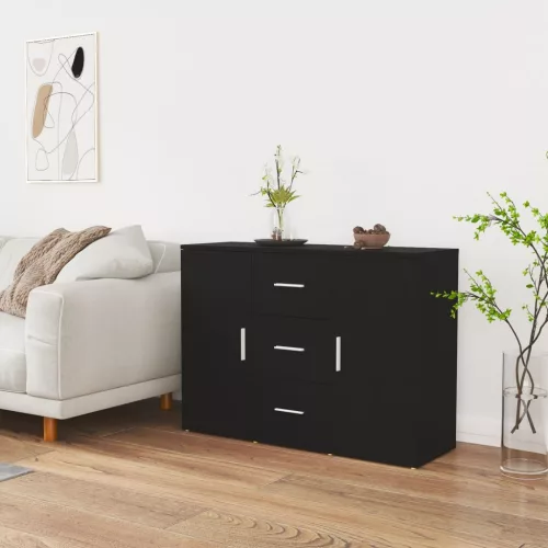  fekete szerelt fa tálalószekrény 91 x 29,5 x 65 cm