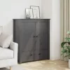  szürke tömör fenyőfa tálalószekrény 83 x 41,5 x 100 cm