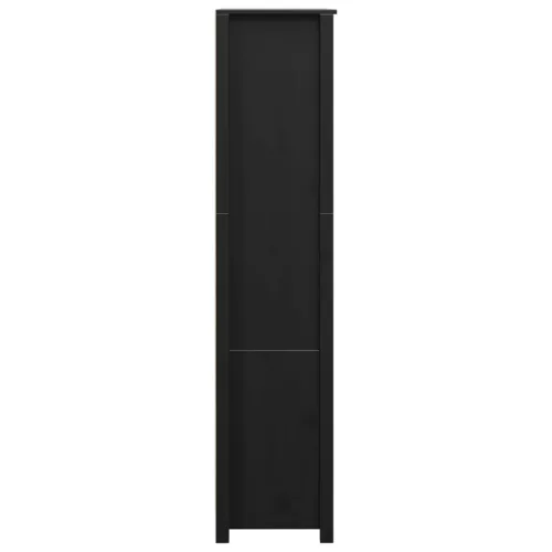  fekete tömör fenyőfa magasszekrény 80 x 35 x 154 cm