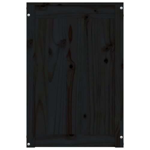  fekete tömör fenyőfa szennyestartó láda 44 x 44 x 66 cm