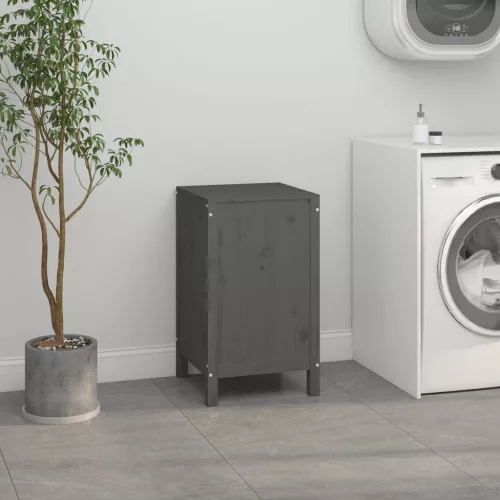  szürke tömör fenyőfa szennyestartó láda 44 x 44 x 76 cm