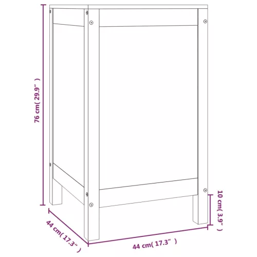  mézbarna tömör fenyőfa szennyestartó láda 44 x 44 x 76 cm
