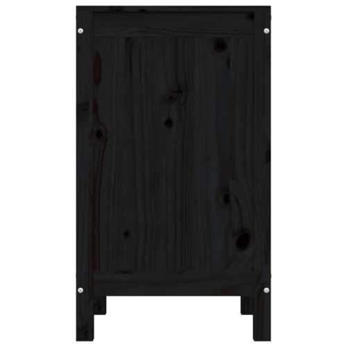  fekete tömör fenyőfa szennyestartó láda 44 x 44 x 76 cm