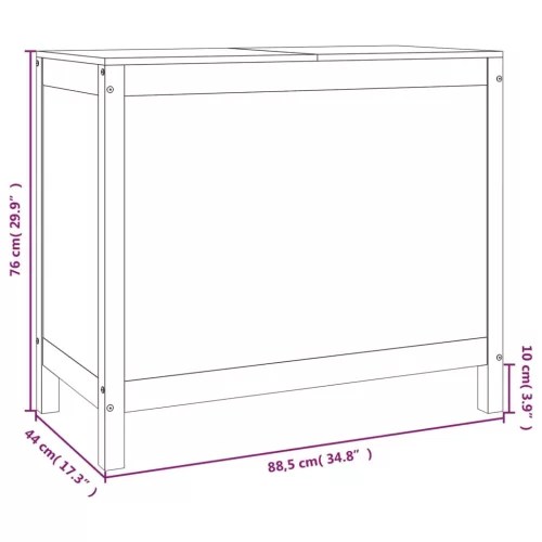  mézbarna tömör fenyőfa szennyestartó láda 88,5 x 44 x 76 cm