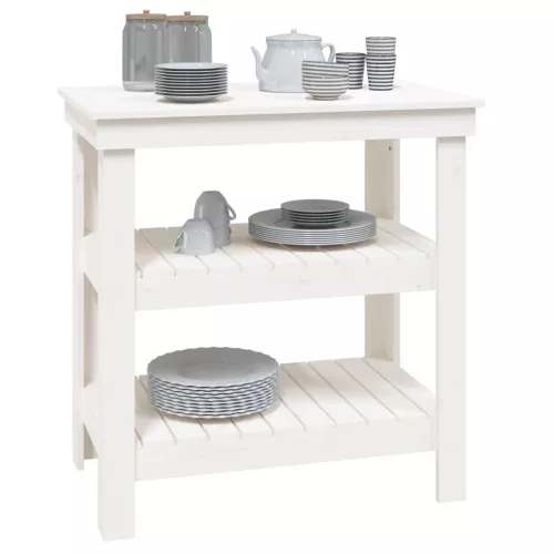  fehér tömör fenyőfa munkapad 78,5x50x80 cm