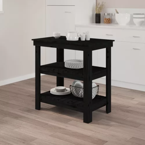  fekete tömör fenyőfa munkapad 78,5x50x80 cm