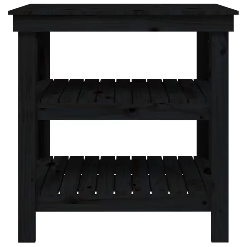  fekete tömör fenyőfa munkapad 78,5x50x80 cm