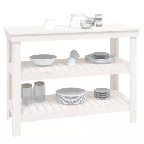  fehér tömör fenyőfa munkapad 110,5x50x80 cm