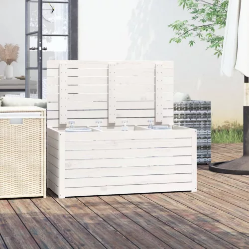  fehér tömör fenyőfa kerti láda 101 x 50,5 x 46,5 cm