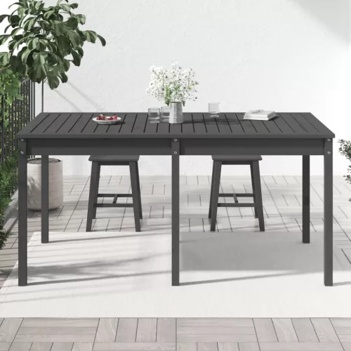  szürke tömör fenyőfa kerti asztal 159,5 x 82,5 x 76 cm