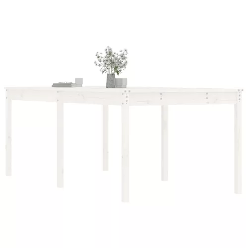  fehér tömör fenyőfa kerti asztal 203,5 x 100 x 76 cm