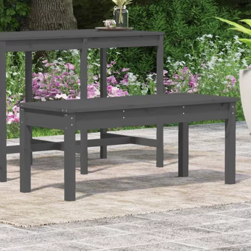  szürke tömör fenyőfa kerti pad 109x44x45 cm