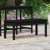  fekete tömör fenyőfa kerti pad 109x44x45 cm