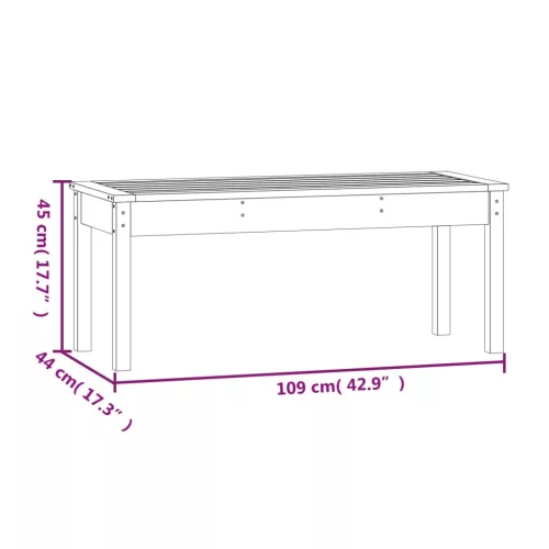  fekete tömör fenyőfa kerti pad 109x44x45 cm