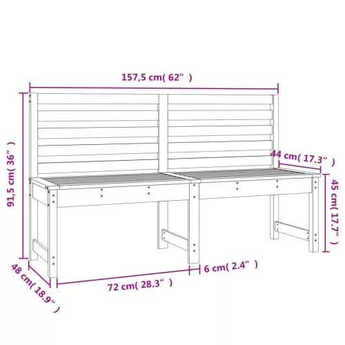  fekete tömör fenyőfa kerti pad 157,5 cm