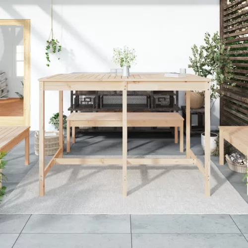  tömör fenyőfa kerti asztal 159,5 x 82,5 x 110 cm