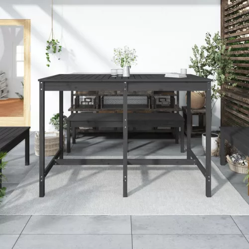  szürke tömör fenyőfa kerti asztal 159,5x82,5x110 cm