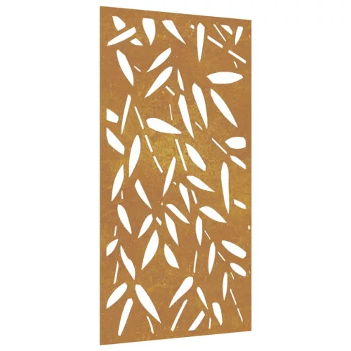  bambuszlevél-mintás corten acél kerti faldísz 105 x 55 cm