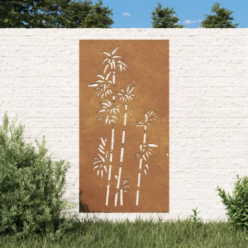  bambuszmintás corten acél kerti faldísz 105 x 55 cm