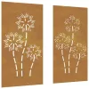  2 db virágmintás corten acél kerti faldísz 105 x 55 cm