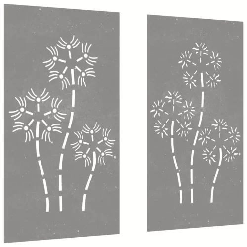  2 db virágmintás corten acél kerti faldísz 105 x 55 cm
