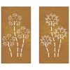  2 db virágmintás corten acél kerti faldísz 105 x 55 cm