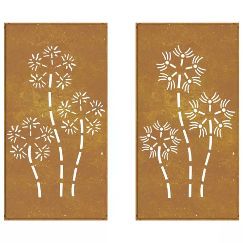  2 db virágmintás corten acél kerti faldísz 105 x 55 cm