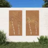  2 db virágmintás corten acél kerti faldísz 105 x 55 cm