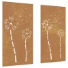  2 db virágmintás corten acél kerti faldísz 105 x 55 cm