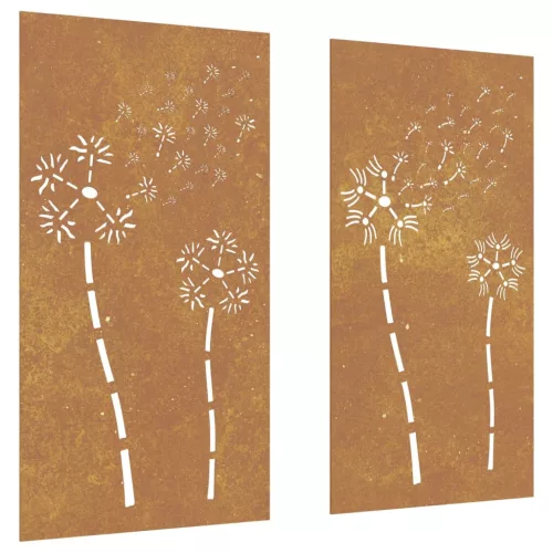  2 db virágmintás corten acél kerti faldísz 105 x 55 cm