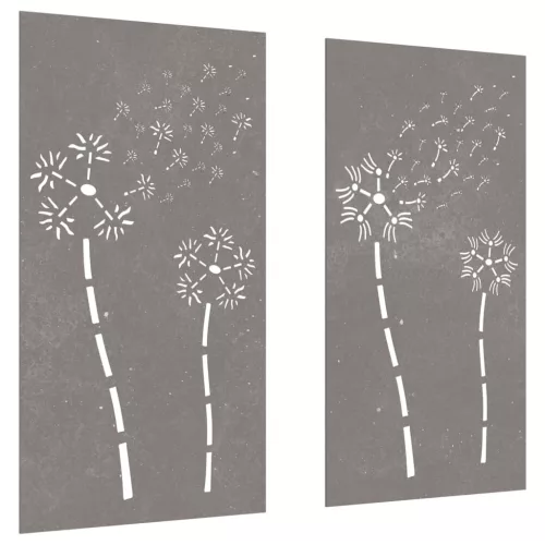  2 db virágmintás corten acél kerti faldísz 105 x 55 cm