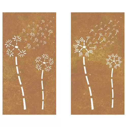  2 db virágmintás corten acél kerti faldísz 105 x 55 cm