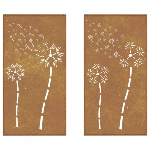  2 db virágmintás corten acél kerti faldísz 105 x 55 cm