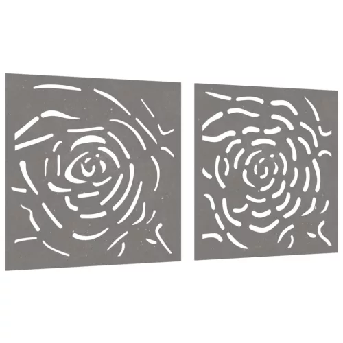  2 db rózsamintás corten acél kerti faldísz 55 x 55 cm