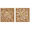  2 db rózsamintás corten acél kerti faldísz 55 x 55 cm