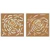  2 db rózsamintás corten acél kerti faldísz 55 x 55 cm