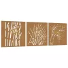  3 db fűmintás corten acél kerti faldísz 55 x 55 cm