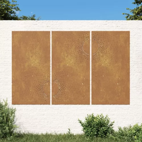  3 db napmintás corten acél kerti faldísz 105 x 55 cm