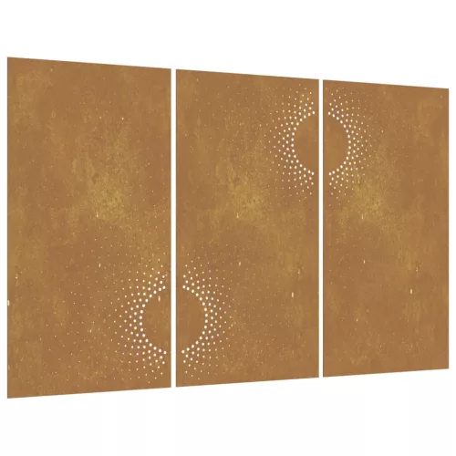  3 db napmintás corten acél kerti faldísz 105 x 55 cm