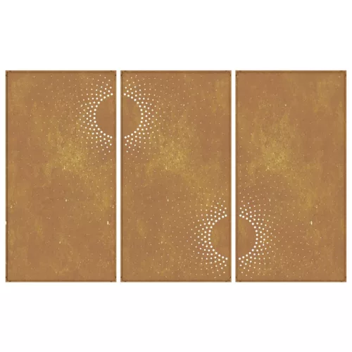  3 db napmintás corten acél kerti faldísz 105 x 55 cm