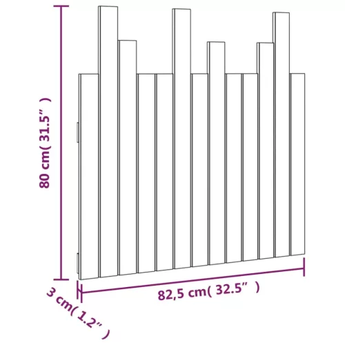  fekete tömör fenyőfa fali fejtámla 82,5 x 3 x 80 cm