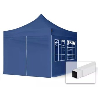 Professional összecsukható sátrak ECO 300g/m2 ponyvával, acélszerkezettel, 4 oldalfallal - 3x3m kék