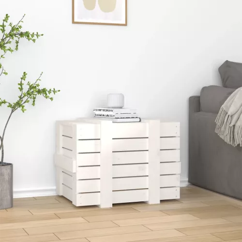  fehér tömör fenyőfa tárolóláda 58 x 40,5 x 42 cm