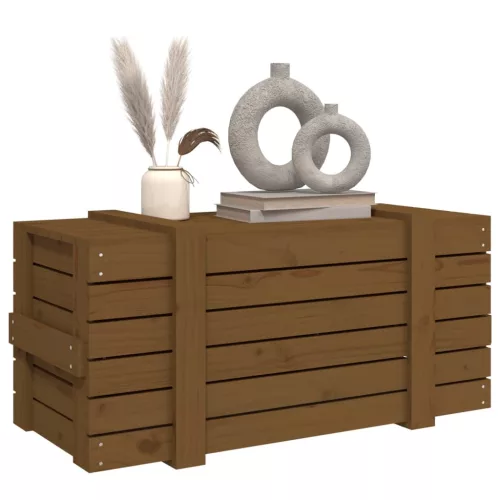  mézbarna tömör fenyőfa tárolóláda 91 x 40,5 x 42 cm