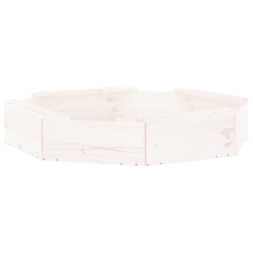  fehér nyolcszögű tömör fenyőfa homokozó ülésekkel