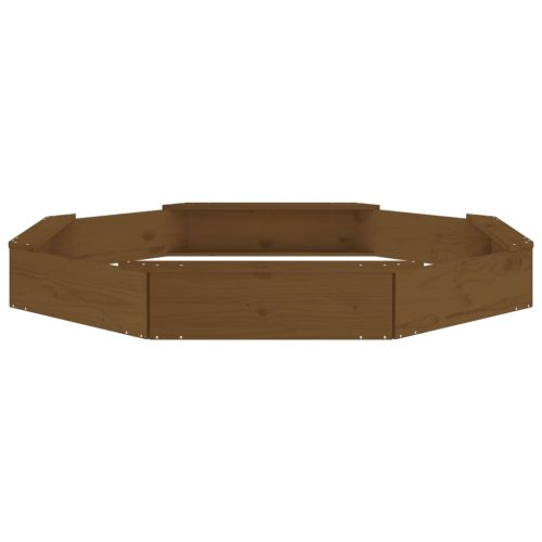  mézbarna nyolcszög alakú tömör fenyőfa homokozó ülésekkel