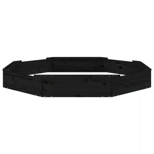  fekete nyolcszög alakú tömör fenyőfa homokozó ülésekkel